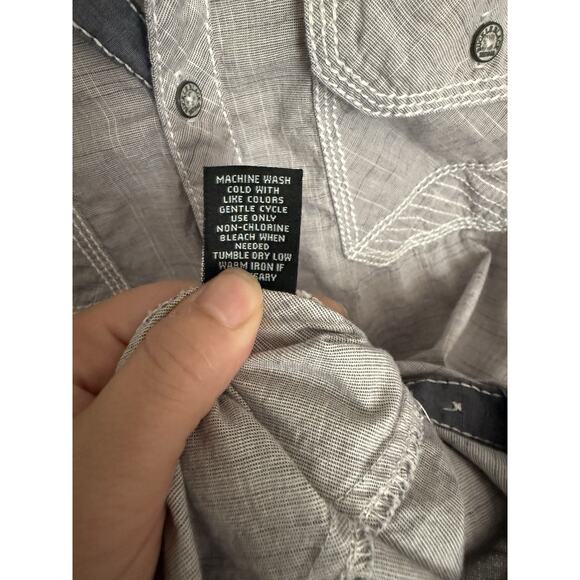 Buckle black men’s button up long sleeve Gray shirt Size medium standard fit  - Picture 8 of 8